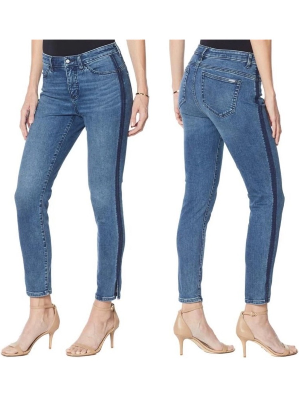 G by Giuliana Straight Tuxedo Stripe Jeans, Santa Monica Wash, Size 10P, NWT!